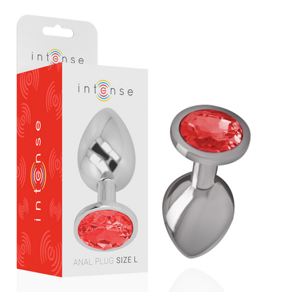 INTENSE - PLUG ANAL EN MÉTAL ALUMINIUM AVEC CRISTAL ROUGE TAILLE L INTENSE ANAL TOYS