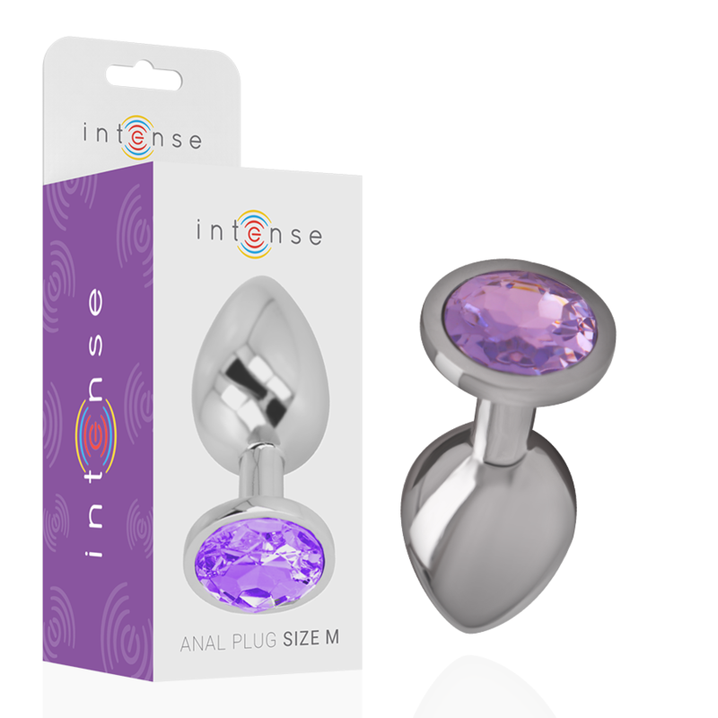 INTENSE - PLUG ANAL EN MÉTAL ALUMINIUM AVEC CRISTAL VIOLET TAILLE M INTENSE ANAL TOYS