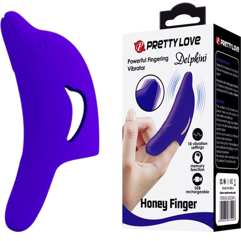 PRETTY LOVE - PUISSANT STIMULATEUR DE DOIGTS BLEU FONCÉ DELPHINI PRETTY LOVE