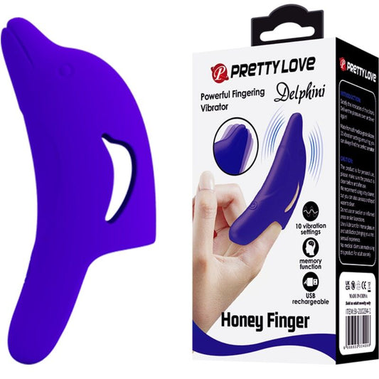 PRETTY LOVE - PUISSANT STIMULATEUR DE DOIGTS BLEU FONCÉ DELPHINI PRETTY LOVE