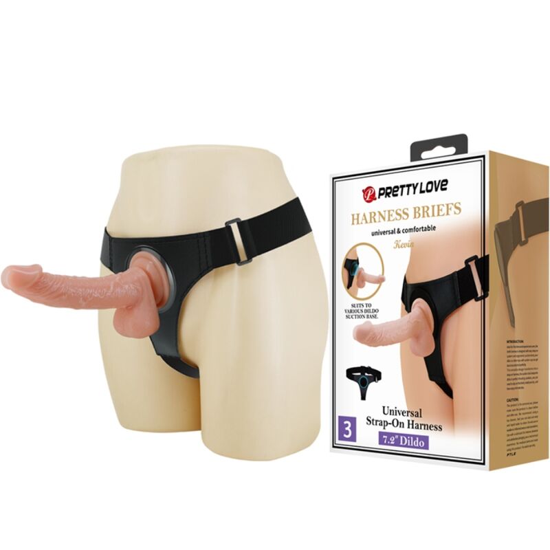 PRETTY LOVE - SLIP HARNAIS HARNAIS UNIVERSEL AVEC GODE KEVIN 19 CM NATUREL PRETTY LOVE