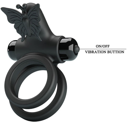 PRETTY LOVE - DOUBLE ANNEAU VIBRANT AVEC STIMULATEUR NOIR PRETTY LOVE MALE