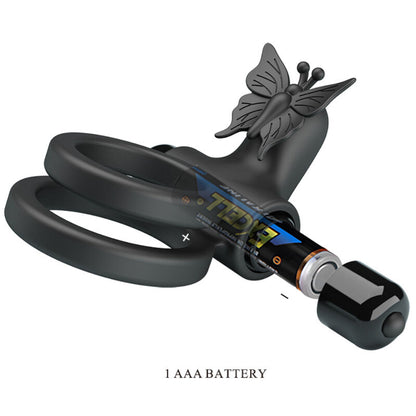 PRETTY LOVE - DOUBLE ANNEAU VIBRANT AVEC STIMULATEUR NOIR PRETTY LOVE MALE