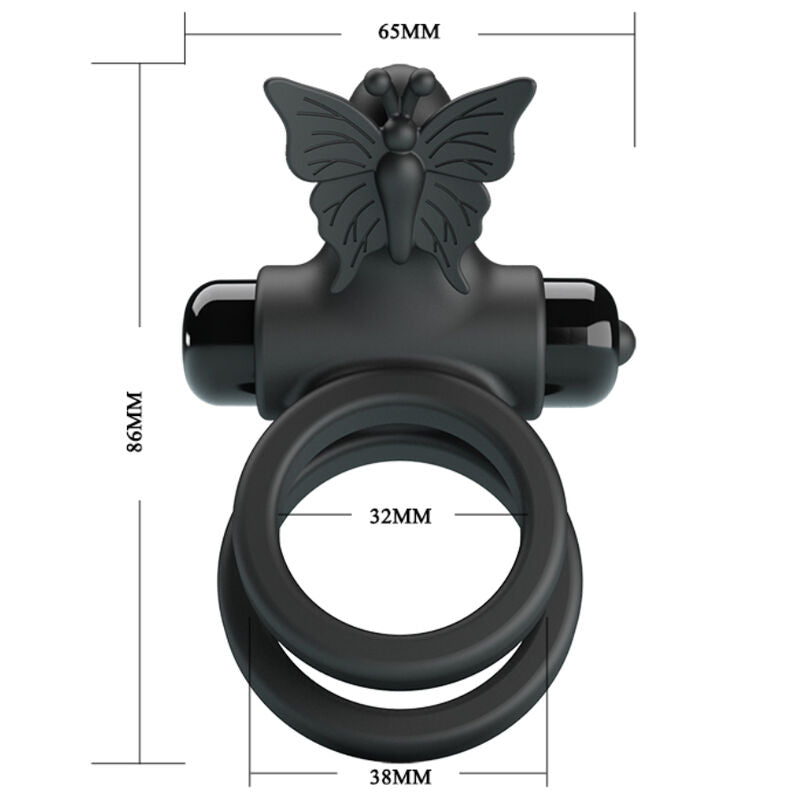 PRETTY LOVE - DOUBLE ANNEAU VIBRANT AVEC STIMULATEUR NOIR PRETTY LOVE MALE