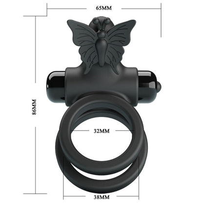 PRETTY LOVE - DOUBLE ANNEAU VIBRANT AVEC STIMULATEUR NOIR PRETTY LOVE MALE