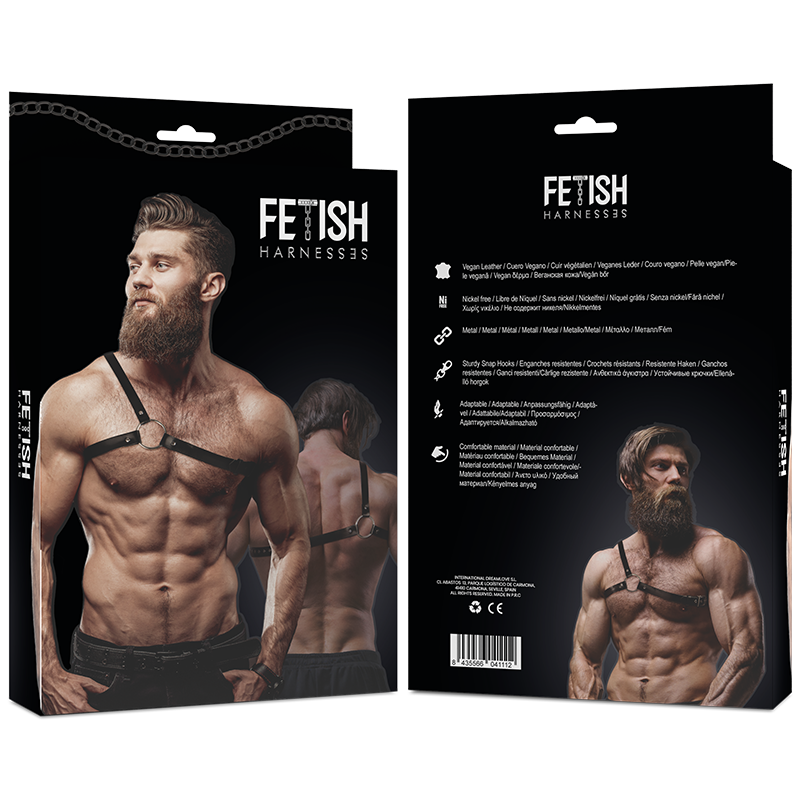 FETISH SUBMISSIVE - HARNAIS EN CUIR ÉCOLOGIQUE POUR HOMMES  ÉPAULES CROISÉES ATTITUDE FETISH SUBMISSIVE ATTITUDE
