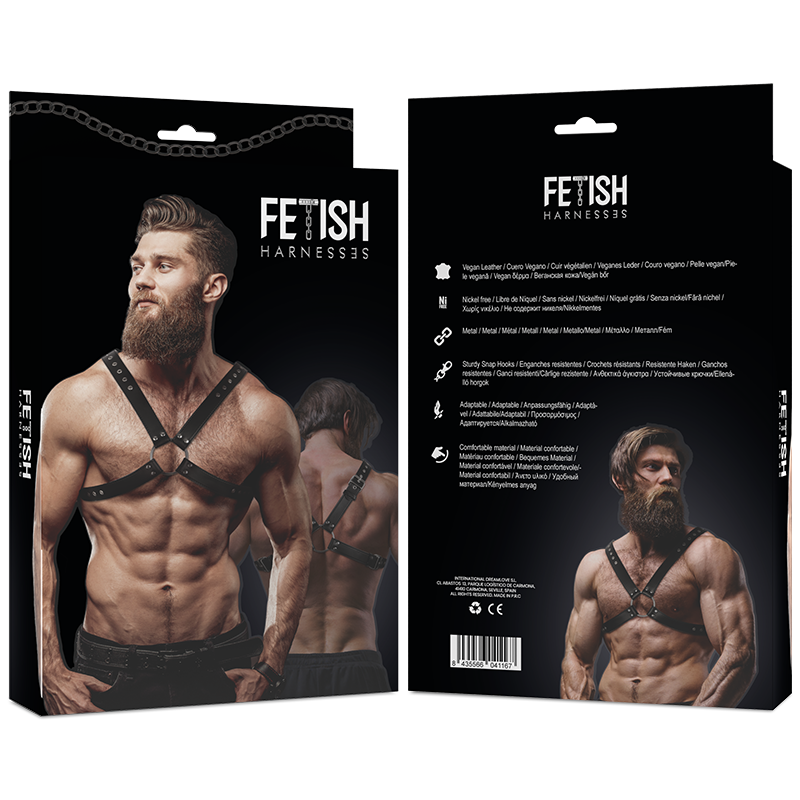 FETISH SUBMISSIVE ATTITUDE - HARNAIS EN CUIR ÉCOLOGIQUE POUR HOMMES AVEC POITRINE CROISÉE FETISH SUBMISSIVE ATTITUDE
