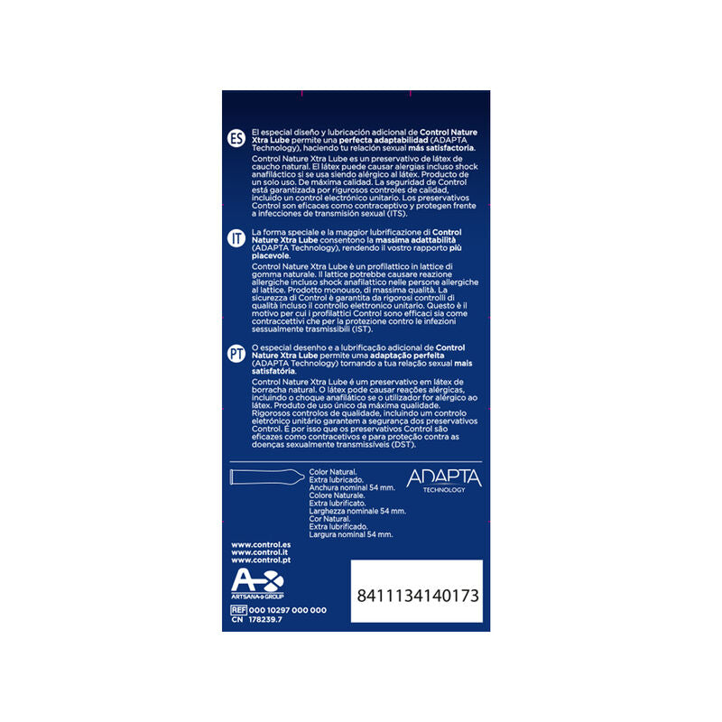 CONTROL - ADAPTA NATURE EXTRALUBE CONDOMS 12 UNITS CONTROL CONDOMS