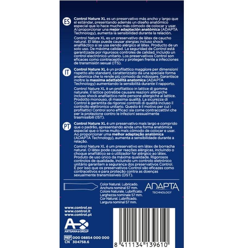 CONTROL - ADAPTA NATURE XL CONDOMS 12 UNITS CONTROL CONDOMS