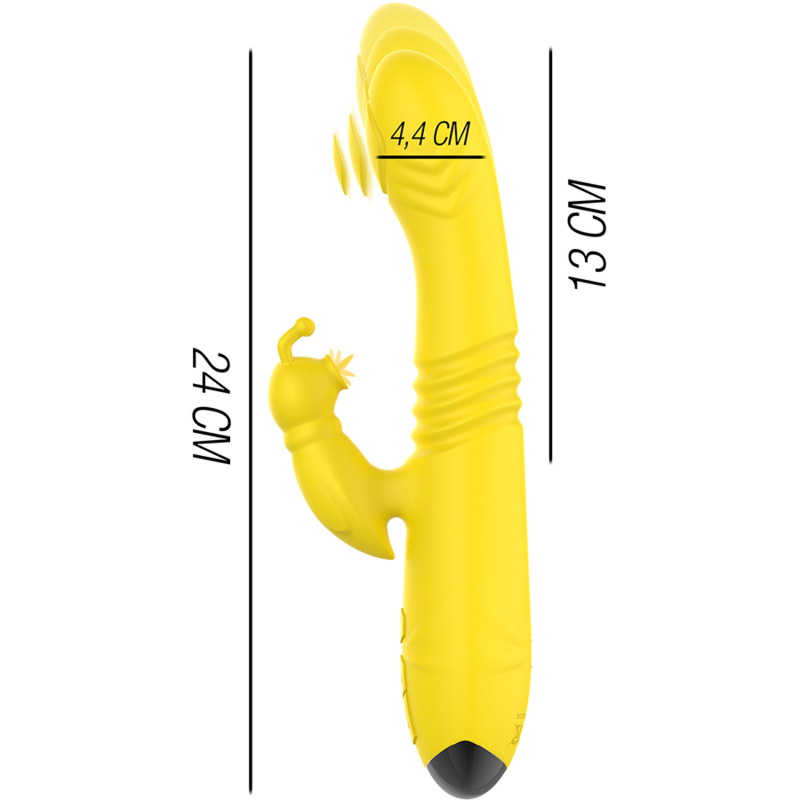 INTENSE - VIBRATEUR MULTIFONCTION TOKY UP & DOWN AVEC STIMULATEUR CLITORAL JAUNE INTENSE FUN TOYS