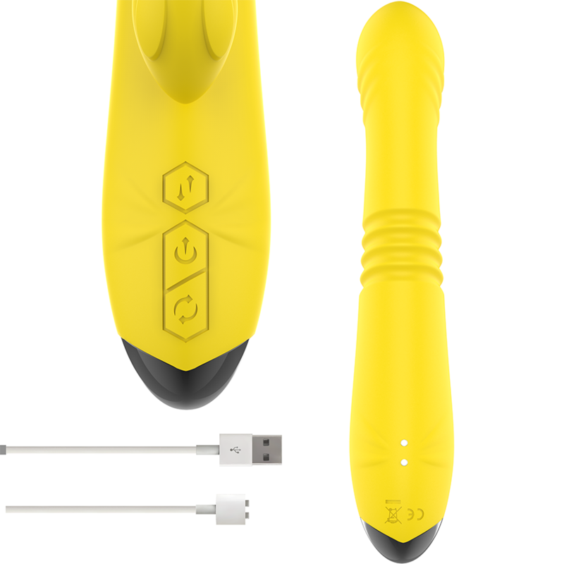 INTENSE - VIBRATEUR MULTIFONCTION TOKY UP & DOWN AVEC STIMULATEUR CLITORAL JAUNE INTENSE FUN TOYS