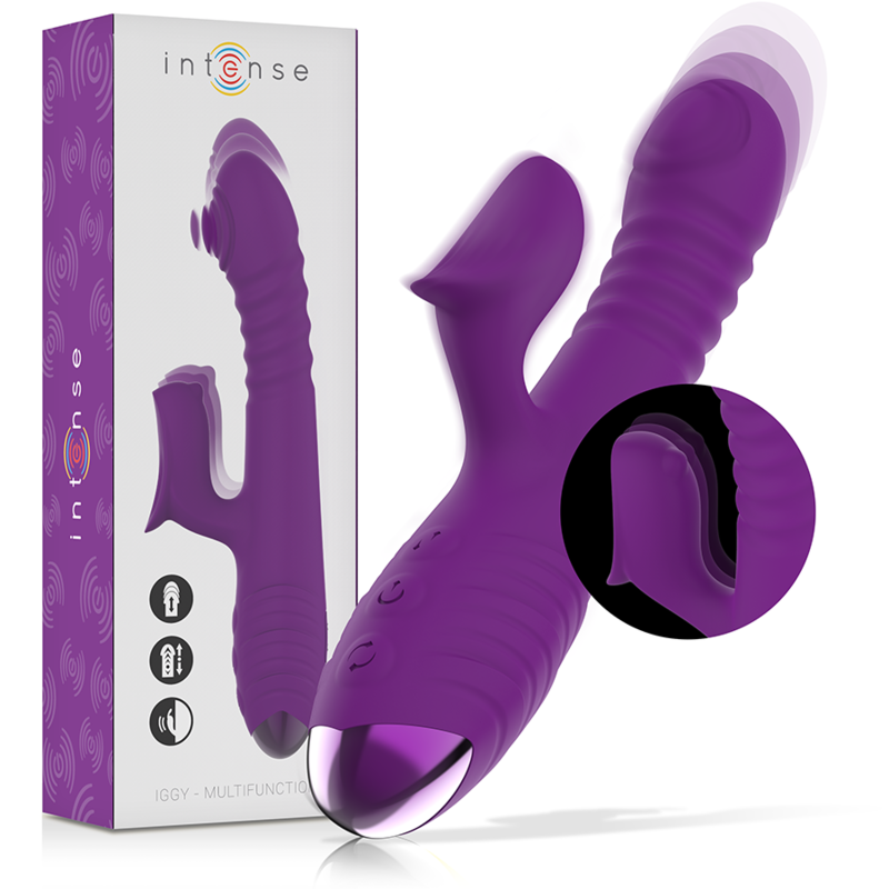 INTENSE - VIBRATEUR RECHARGEABLE MULTIFONCTION IGGY UP & DOWN AVEC STIMULATEUR CLITORAL VIOLET INTENSE FUN TOYS