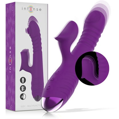 INTENSE - VIBRATEUR RECHARGEABLE MULTIFONCTION IGGY UP & DOWN AVEC STIMULATEUR CLITORAL VIOLET INTENSE FUN TOYS