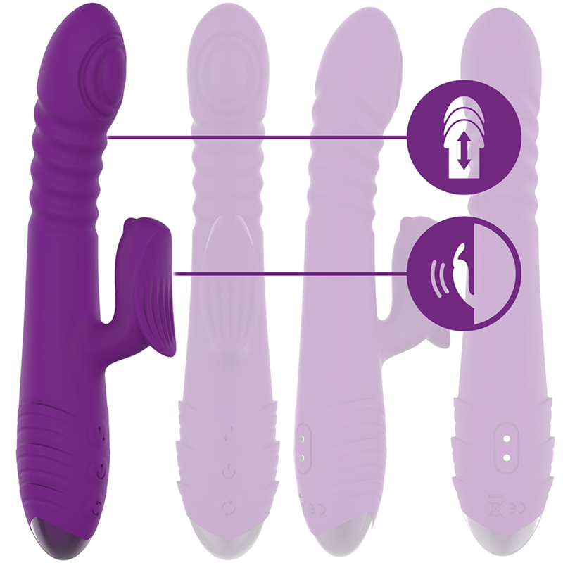 INTENSE - VIBRATEUR RECHARGEABLE MULTIFONCTION IGGY UP & DOWN AVEC STIMULATEUR CLITORAL VIOLET INTENSE FUN TOYS