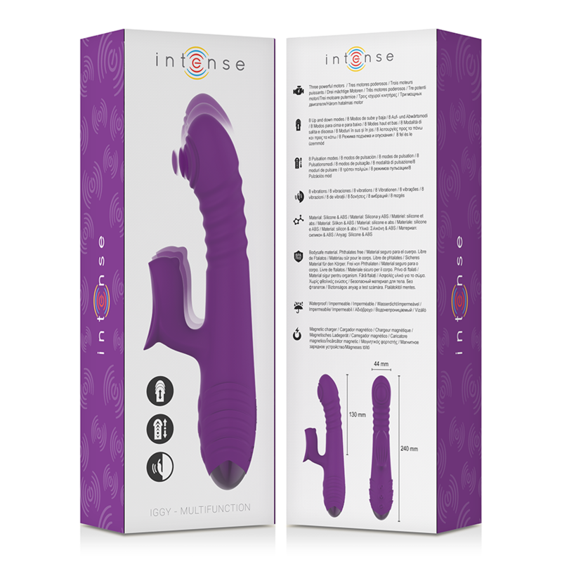 INTENSE - VIBRATEUR RECHARGEABLE MULTIFONCTION IGGY UP & DOWN AVEC STIMULATEUR CLITORAL VIOLET INTENSE FUN TOYS