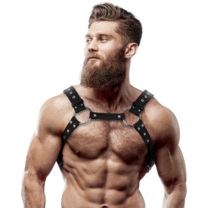 FETISH SUBMISSIVE ATTITUDE - HARNAIS DE POITRINE EN ÉCO-CUIR POUR HOMMES AVEC CLOUS FETISH SUBMISSIVE ATTITUDE
