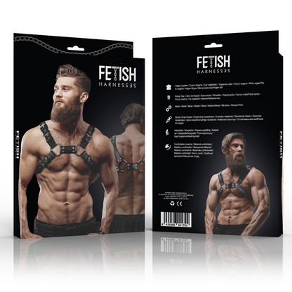 FETISH SUBMISSIVE ATTITUDE - HARNAIS DE POITRINE RÉGLABLE EN CUIR ÉCOLOGIQUE POUR HOMMES BULLDOG FETISH SUBMISSIVE ATTITUDE