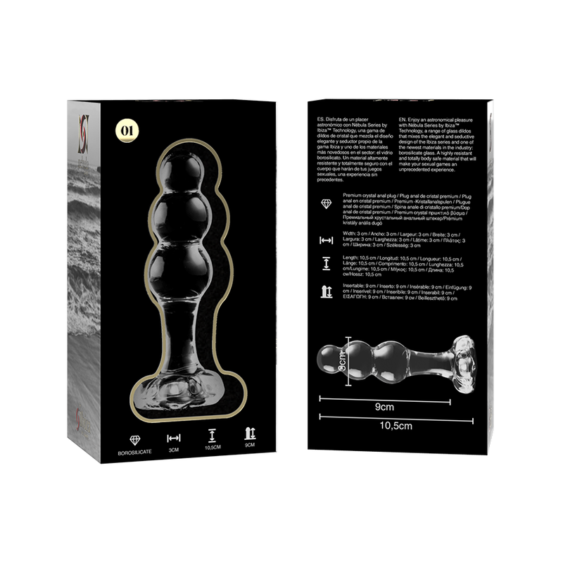 NEBULA SERIES BY IBIZA - MODÈLE 1 BOUCHON EN VERRE BOROSILICATE TRANSPARENT 10.5 CM -O- 3 CM NEBULA SERIES BY IBIZA