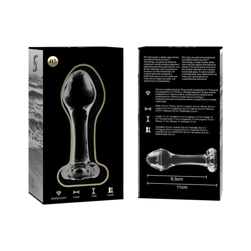 NEBULA SERIES BY IBIZA - PLUG ANAL MODÈLE 2 VERRE BOROSILICATE CLAIR 11 CM -O- 3.5 CM NEBULA SERIES BY IBIZA