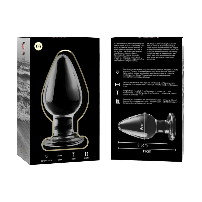 NEBULA SERIES BY IBIZA - PLUG ANAL MODÈLE 3 VERRE BOROSILICATE TRANSPARENT 11 CM -O- 5 CM NEBULA SERIES BY IBIZA