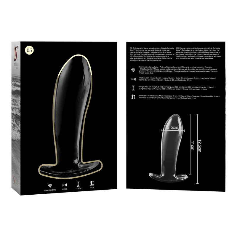 NEBULA SERIES BY IBIZA - PLUG ANAL MODÈLE 5 VERRE BOROSILICATE CLAIR 12.5 CM -O- 3.5 CM NEBULA SERIES BY IBIZA