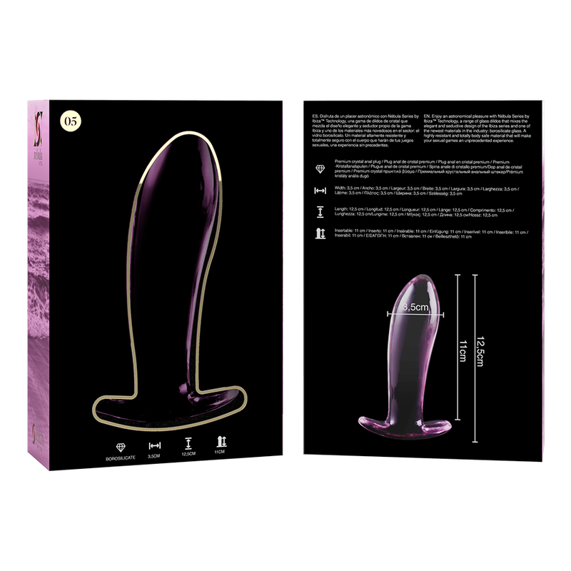 NEBULA SERIES BY IBIZA - PLUG ANAL MODÈLE 5 VERRE BOROSILICATE ROSE 12.5 CM -O- 3.5 CM NEBULA SERIES BY IBIZA