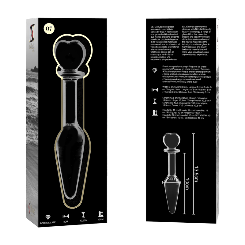 NEBULA SERIES BY IBIZA - PLUG ANAL MODÈLE 7 VERRE BOROSILICATE CLAIR 13.5 CM -O- 3 CM NEBULA SERIES BY IBIZA