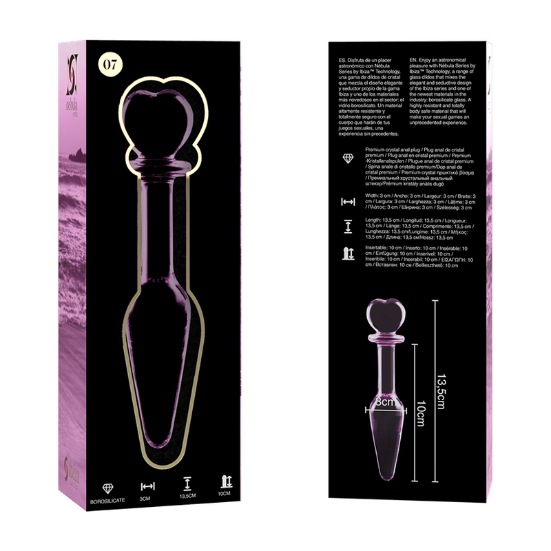 NEBULA SERIES BY IBIZA - PLUG ANAL MODÈLE 7 VERRE BOROSILICATE ROSE 13.5 CM -O- 3 CM NEBULA SERIES BY IBIZA
