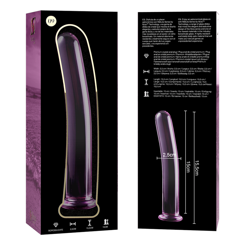 NEBULA SERIES BY IBIZA - MODÈLE 9 GODE EN VERRE BOROSILICATE ROSE 15.5 CM -O- 2.5 CM NEBULA SERIES BY IBIZA