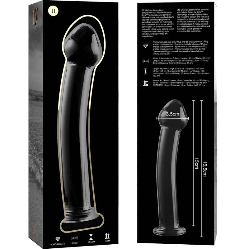 NEBULA SERIES BY IBIZA - MODÈLE 11 GODE EN VERRE BOROSILICATE CLAIR 16 CM -O- 3 CM NEBULA SERIES BY IBIZA