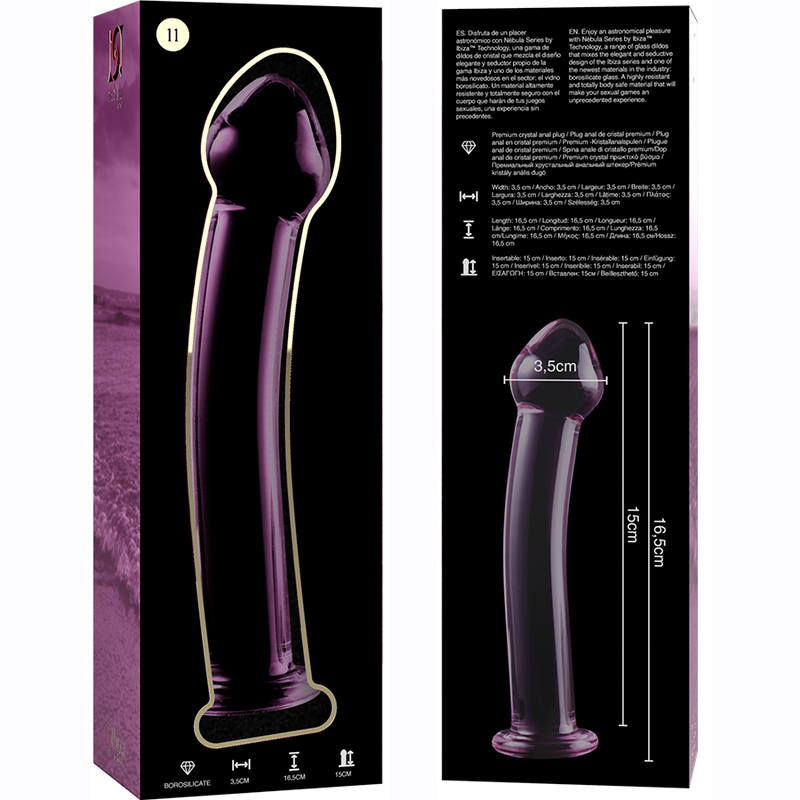 NEBULA SERIES BY IBIZA - MODÈLE 11 GODE EN VERRE BOROSILICATE ROSE 16 CM -O- 3 CM NEBULA SERIES BY IBIZA