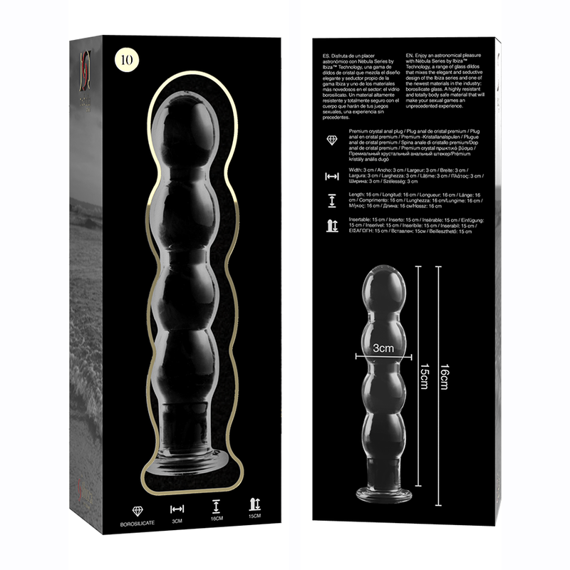 NEBULA SERIES BY IBIZA - MODÈLE 10 GODE EN VERRE BOROSILICATE CLAIR 16.5 CM -O- 3.5 CM NEBULA SERIES BY IBIZA