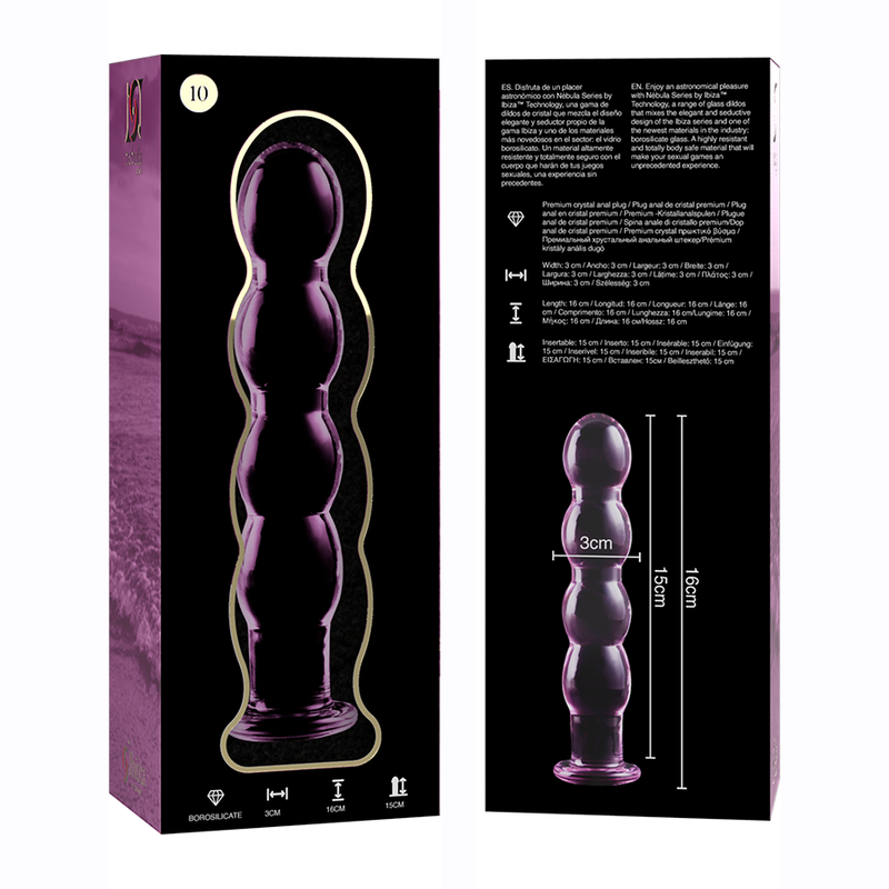 NEBULA SERIES BY IBIZA - MODÈLE 10 GODE EN VERRE BOROSILICATE ROSE 16.5 CM -O- 3.5 CM NEBULA SERIES BY IBIZA