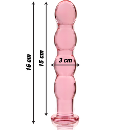 NEBULA SERIES BY IBIZA - MODÈLE 10 GODE EN VERRE BOROSILICATE ROSE 16.5 CM -O- 3.5 CM NEBULA SERIES BY IBIZA