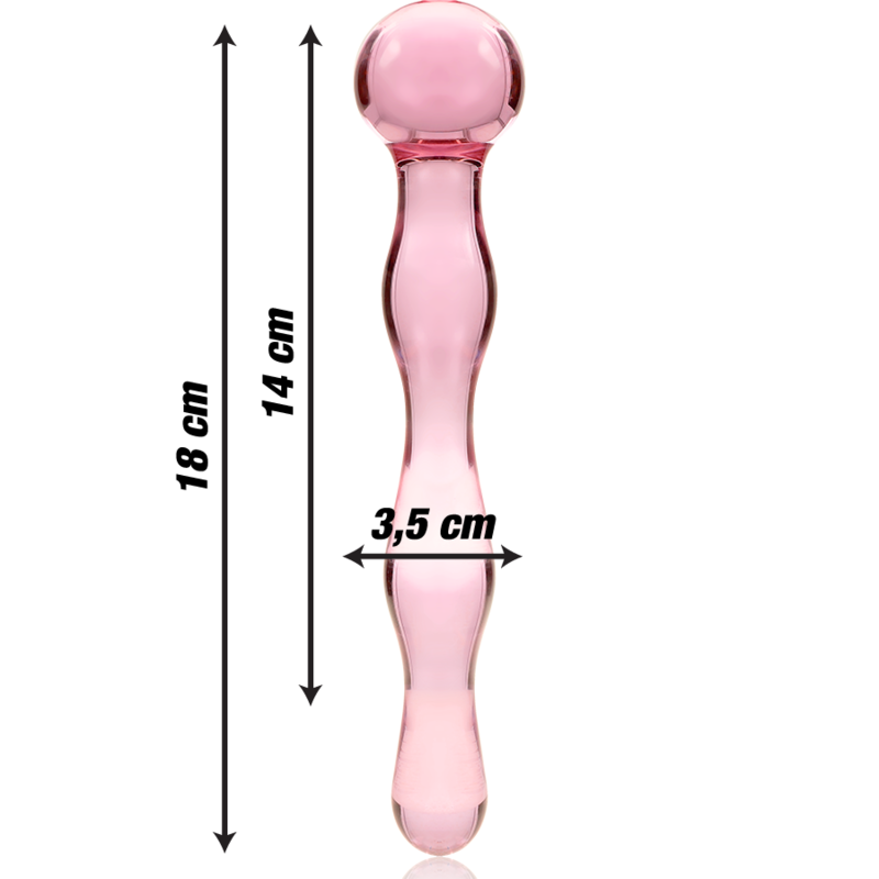 NEBULA SERIES BY IBIZA - MODÈLE 13 GODE EN VERRE BOROSILICATE ROSE 18 CM -O- 3.5 CM NEBULA SERIES BY IBIZA