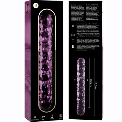 NEBULA SERIES BY IBIZA - MODÈLE 15 GODE EN VERRE BOROSILICATE ROSE 18.5 CM -O- 3 CM NEBULA SERIES BY IBIZA