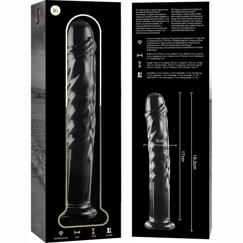 NEBULA SERIES BY IBIZA - MODÈLE 16 GODE EN VERRE BOROSILICATE CLAIR 18.5 CM -O- 3 CM NEBULA SERIES BY IBIZA