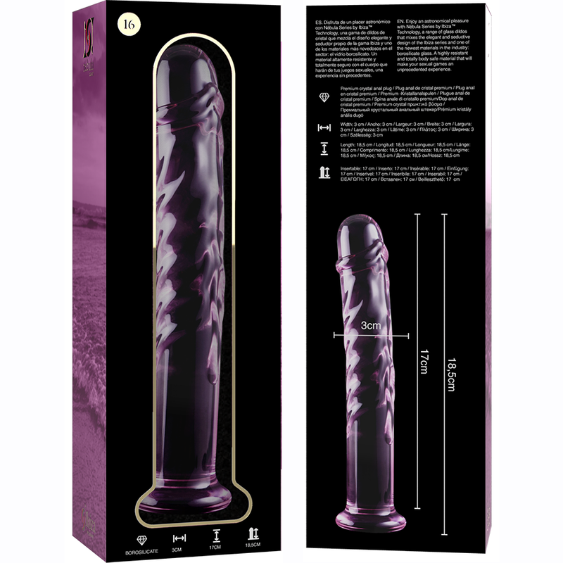NEBULA SERIES BY IBIZA - MODÈLE 16 GODE EN VERRE BOROSILICATE ROSE 18.5 CM -O- 3 CM NEBULA SERIES BY IBIZA