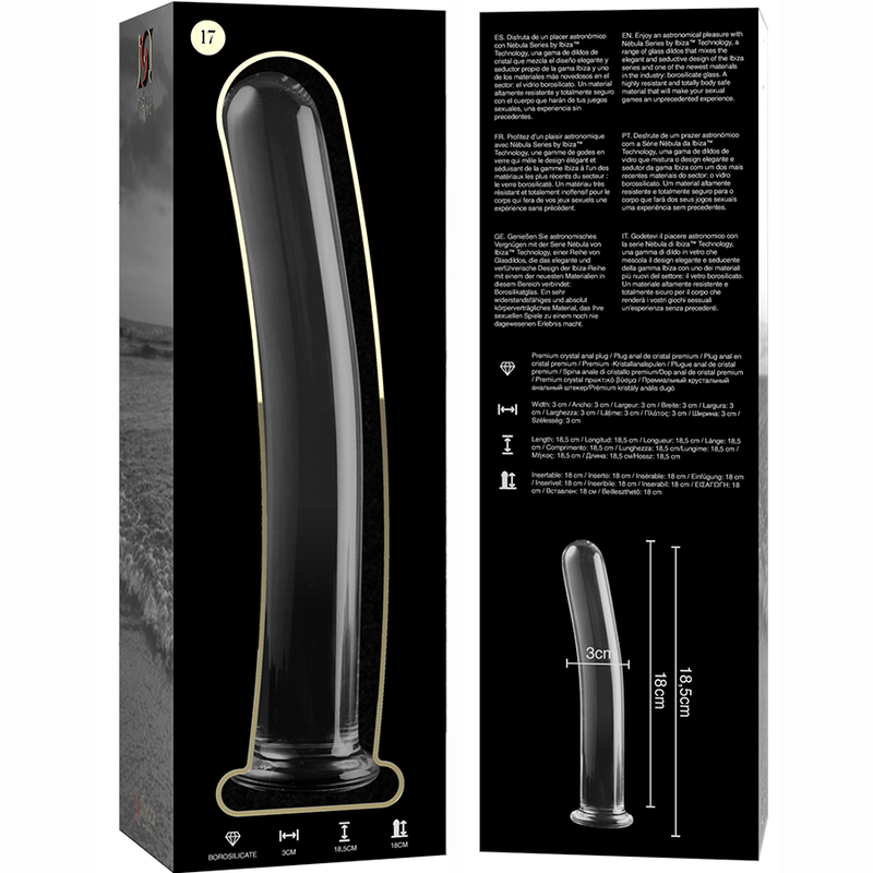 NEBULA SERIES BY IBIZA - MODÈLE 17 GODE EN VERRE BOROSILICATE CLAIR 18.5 CM -O- 3 CM NEBULA SERIES BY IBIZA