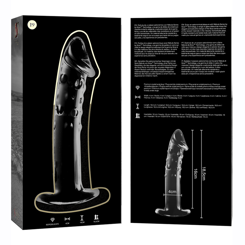 NEBULA SERIES BY IBIZA - MODÈLE 19 GODE EN VERRE BOROSILICATE CLAIR 18.5 CM -O- 4 CM NEBULA SERIES BY IBIZA