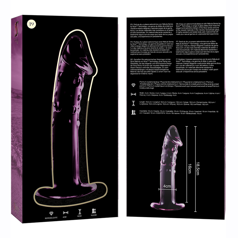 NEBULA SERIES BY IBIZA - MODÈLE 19 GODE EN VERRE BOROSILICATE ROSE 18.5 CM -O- 4 CM NEBULA SERIES BY IBIZA