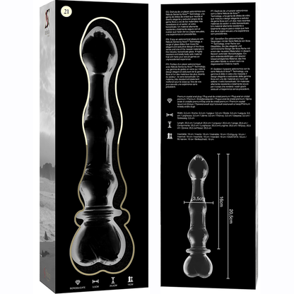 NEBULA SERIES BY IBIZA - MODÈLE 21 GODE EN VERRE BOROSILICATE CLAIR 20.5 CM -O- 3.5 CM NEBULA SERIES BY IBIZA