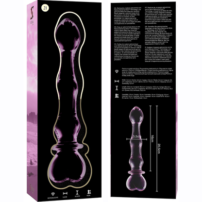 NEBULA SERIES BY IBIZA - MODÈLE 21 GODE EN VERRE BOROSILICATE ROSE 20.5 CM -O- 3.5 CM NEBULA SERIES BY IBIZA