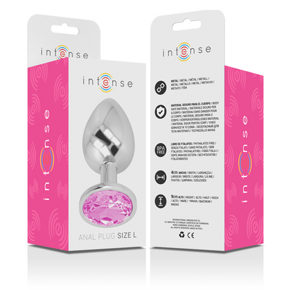 INTENSE - PLUG ANAL EN MÉTAL ALUMINIUM AVEC CRISTAL ROSE TAILLE L INTENSE ANAL TOYS