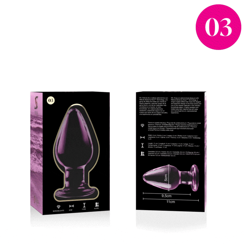 NEBULA SERIES BY IBIZA - PLUG ANAL MODÈLE 3 VERRE BOROSILICATE ROSE 11 CM -O- 5 CM NEBULA SERIES BY IBIZA