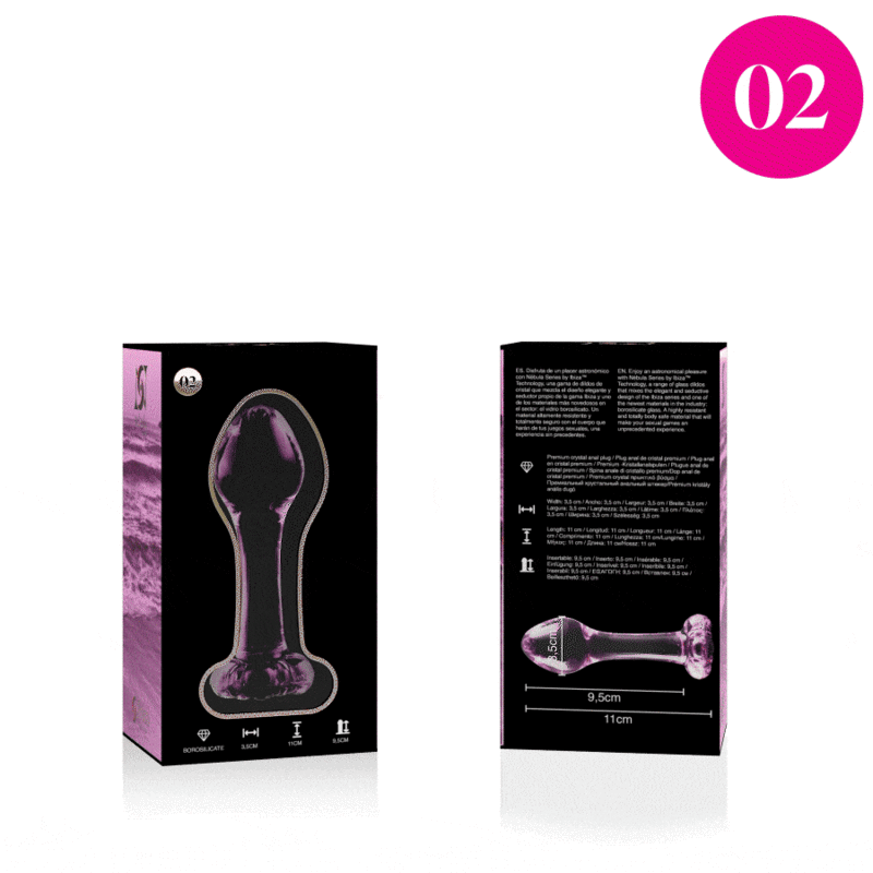 NEBULA SERIES BY IBIZA - PLUG ANAL MODÈLE 2 VERRE BOROSILICATE ROSE 11 CM -O- 3.5 CM NEBULA SERIES BY IBIZA