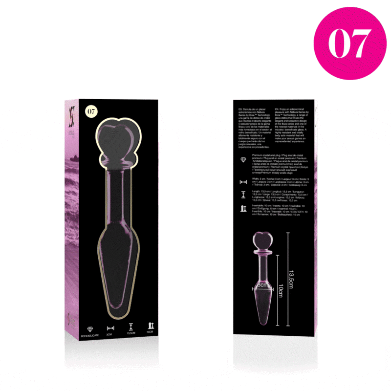 NEBULA SERIES BY IBIZA - PLUG ANAL MODÈLE 7 VERRE BOROSILICATE ROSE 13.5 CM -O- 3 CM NEBULA SERIES BY IBIZA