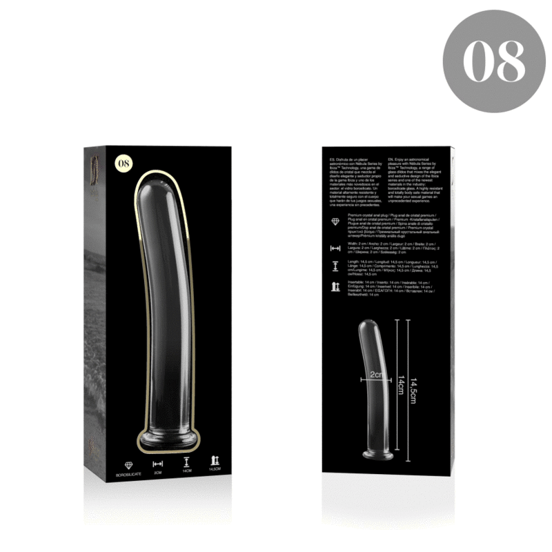 NEBULA SERIES BY IBIZA - MODÈLE 8 GODE EN VERRE BOROSILICATE CLAIR 14.5 CM -O- 2 CM NEBULA SERIES BY IBIZA
