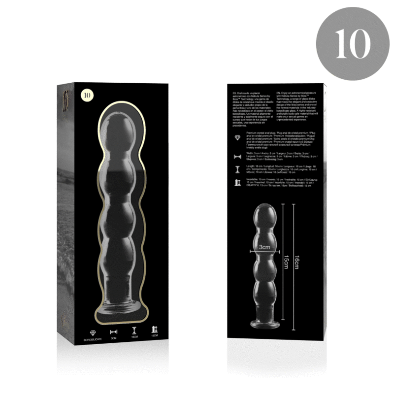 NEBULA SERIES BY IBIZA - MODÈLE 10 GODE EN VERRE BOROSILICATE CLAIR 16.5 CM -O- 3.5 CM NEBULA SERIES BY IBIZA