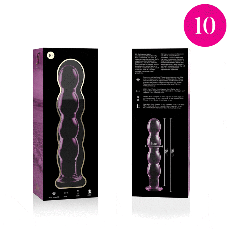 NEBULA SERIES BY IBIZA - MODÈLE 10 GODE EN VERRE BOROSILICATE ROSE 16.5 CM -O- 3.5 CM NEBULA SERIES BY IBIZA